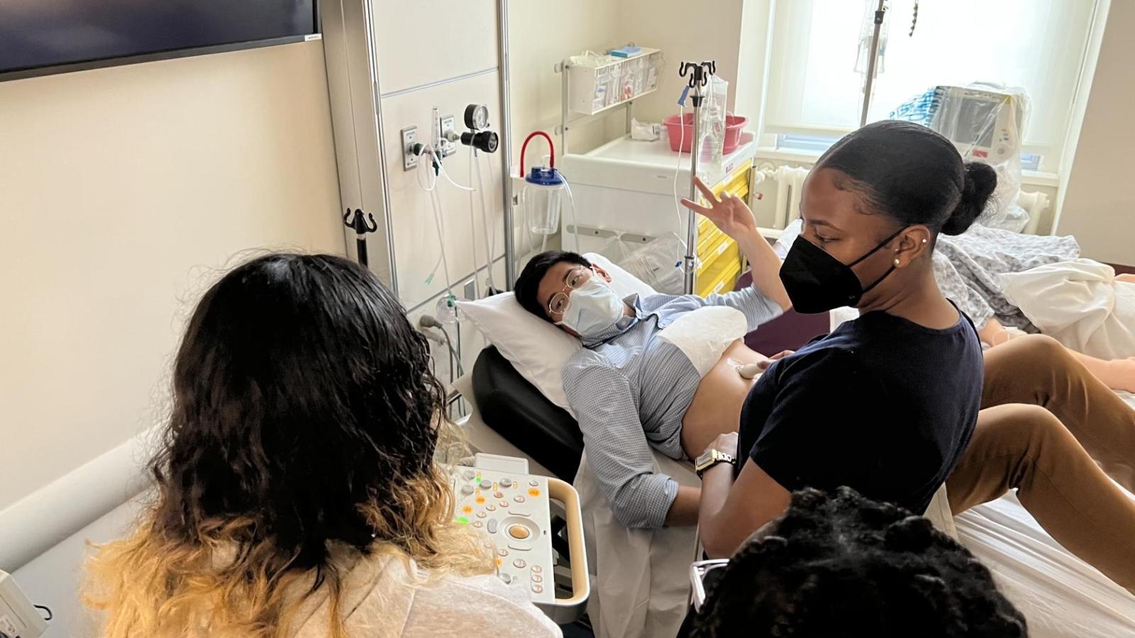 Doctor acts as model for transthoracic echocardiography